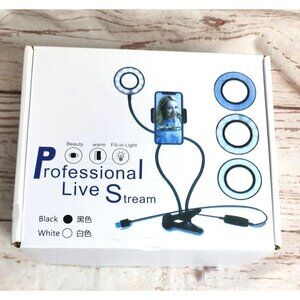 Professional Live Stream White Selfie Ring Light with Gooseneck Stand